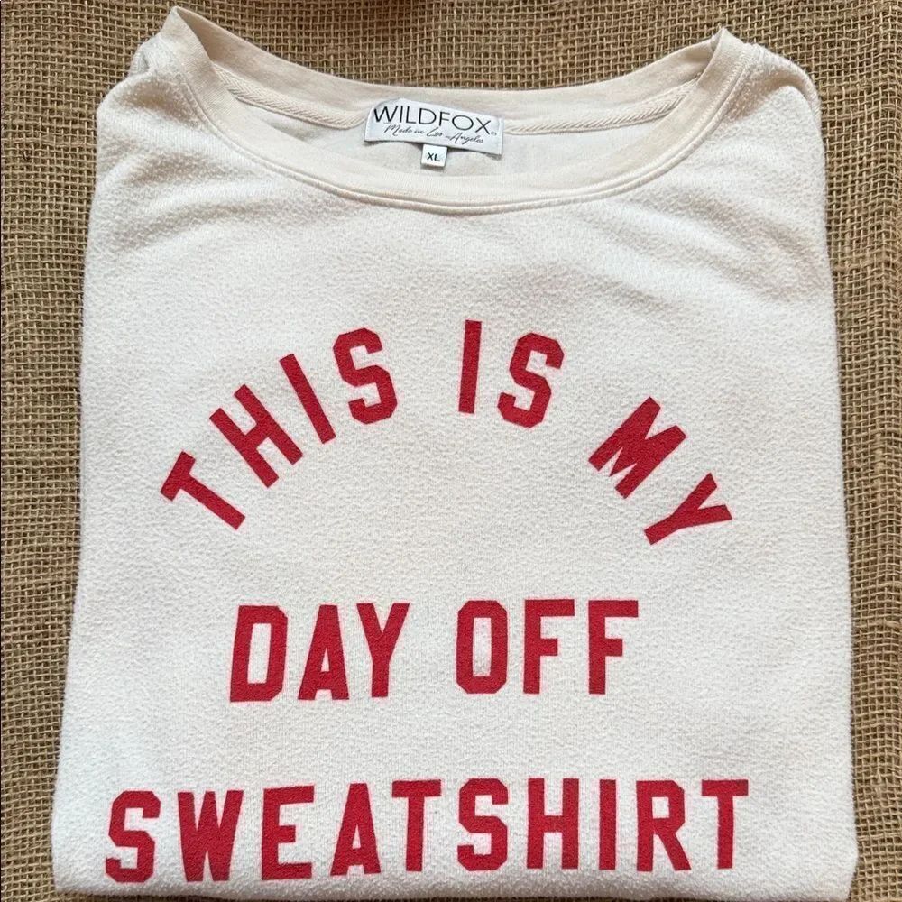 Wildfox Cream and Red Day Off Sweater